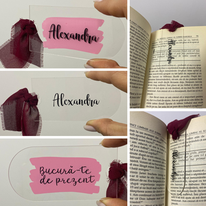Card de masă acrilic personalizat (2 în 1 � place card și semn de carte) - accesorii nuntă - invitații și felicitări de nuntă - carduri de așezare nuntă  - Artynos.ro