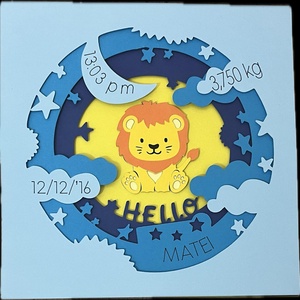 Ramă personalizata cu datele bebelușului - băiețel - jucării și echipamente pentru copii - cadouri baby shower - Artynos.ro