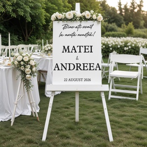 Semn de bun venit la nunta – placa acrilica personalizata, Accesorii nunta, Materiale decor pentru nunta, Tablouri si indicatoare nunta, Altele, Creeaza prima impresie perfecta pentru invitatii tai cu un semn de bun venit elegant si modern, rea..., ARTYNOS