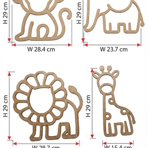 Set 4 animalute 29 cm perete - camera copiilor - casă & stil de viață - echipament pentru camera copiilor - decorațiuni de cameră - Artynos.ro