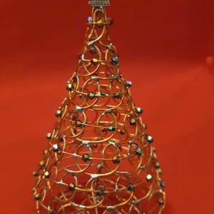 Bradut de craciun din cupru cu margele., Accesorii de Crăciun, Cadou tematic de Moș Crăciun, decorațiuni, Cadouri de Moș Crăciun, Giuvaergiu, Prelucrarea metalelor, ARTYNOS