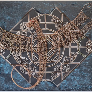 Tablou 50x70 Dragonul pe panza cu metaloplastie cupru, Casa & Stil de viata, Accesorii pentru decorat casa, Decoratiuni cu tematica spirituala, Mala, Pictura, Prelucrarea metalelor, ARTYNOS