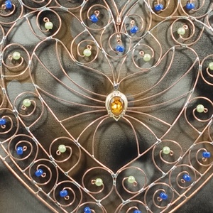 Metaloplastie cupru Inima galbena - casă & stil de viață - accesorii pentru decorat casa - picturi murale - panouri și tablouri, panouri decorative - Artynos.ro