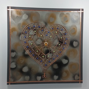 Metaloplastie cupru Inima galbena, Casa & Stil de viata, Accesorii pentru decorat casa, Picturi murale, Panouri si tablouri, panouri decorative, Pictura, Prelucrarea metalelor, ARTYNOS