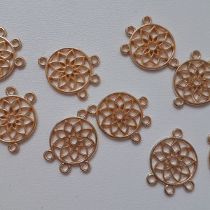 Baza metalica pentru cercei / pandantiv - 18x14mm - dream catcher, mandala - aur deschis - 10 bucati / pachet - Artynos.ro