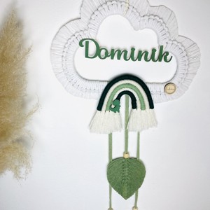 Nor macramé personalizat cu curcubeu și frunze decorare de perete (mic) - boyish -  - Artynos.ro