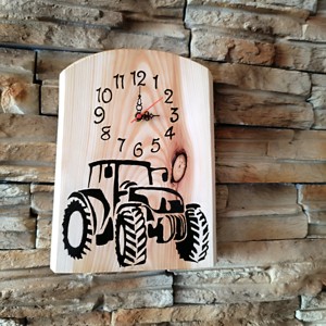 Ceas de perete cu tractor din lemn -  - Artynos.ro