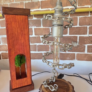 Pachet Cadou Artizanal Crafted Nature � Lampă Industrială cu Lanț + Lampă Ambientală cu Licheni - casă & stil de viață - lămpi și corpuri de iluminat - lampă de ambianță - Artynos.ro