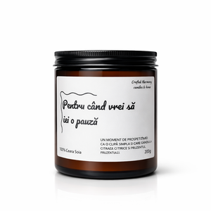 Lumanare parfumata 90g � Pentru cand vrei sa iei o pauza, Casa & Stil de viata, Lumanari, parfumuri, arome, Lumanari artizanale, Lumanare si fabricarea lumanarilor, ARTYNOS
