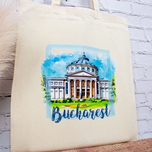 Sacosa din bumbac, suvenir, Ateneul Roman, Bucuresti - genți și portofele - geantă pentru cumpărături - totebaguri - Artynos.ro