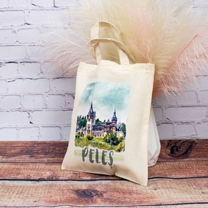 Sacosa din bumbac, suvenir, Peles, dimensiune 22 x 26 cm - genți și portofele - geantă pentru cumpărături - totebaguri - Artynos.ro
