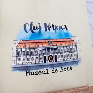 Sacosa din bumbac, suvenir, Muzeul de Arta, Cluj Napoca - genți și portofele - geantă pentru cumpărături - totebaguri - Artynos.ro
