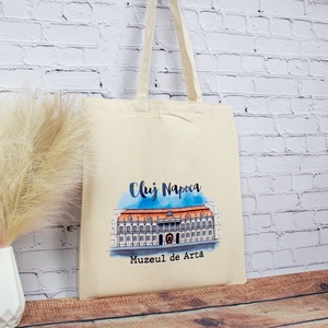 Sacosa din bumbac, suvenir, Muzeul de Arta, Cluj Napoca - genți și portofele - geantă pentru cumpărături - totebaguri - Artynos.ro