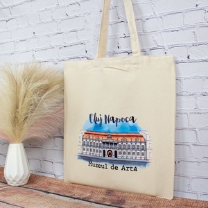Sacosa din bumbac, suvenir, Muzeul de Arta, Cluj Napoca - genți și portofele - geantă pentru cumpărături - totebaguri - Artynos.ro