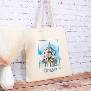 Sacosa din bumbac, suvenir, Casa Poynar, Oradea - genți și portofele - geantă pentru cumpărături - totebaguri - Artynos.ro