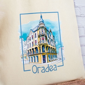Sacosa din bumbac, suvenir, Casa Poynar, Oradea - genți și portofele - geantă pentru cumpărături - totebaguri - Artynos.ro