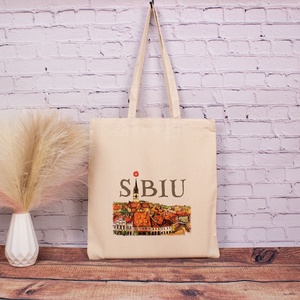 Sacosa din bumbac, suvenir, Sibiu medieval, Genti si portofele, Geanta pentru cumparaturi, Totebaguri, Fotografie, grafica, desen, ilustratie, Tesatura, ARTYNOS