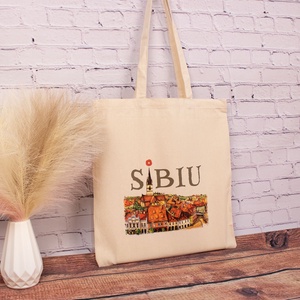 Sacosa din bumbac, suvenir, Sibiu medieval - genți și portofele - geantă pentru cumpărături - totebaguri - Artynos.ro