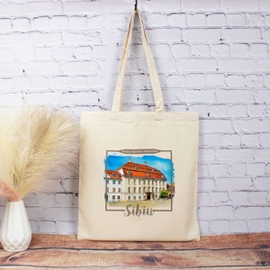 Sacosa din bumbac, suvenir, Muzeul National Brukenthal (Palatul Brukenthal), Sibiu, Genti si portofele, Geanta pentru cumparaturi, Totebaguri, Fotografie, grafica, desen, ilustratie, Tesatura, ARTYNOS