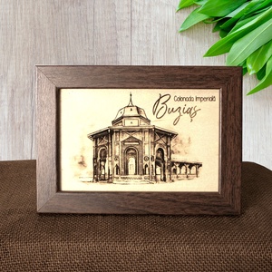 Tablou suvenir, din lemn, gravat, Colonada Imperiala Buzias, dimensiune 10 x15 cm, rama inclusa, Casa & Stil de viata, Decoratiuni de casa, Picturi murale, Arta de perete din lemn, Gravare, pirogravura, Fotografie, grafica, desen, ilustratie, ARTYNOS