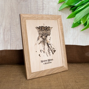 Tablou suvenir din lemn, gravat, Regina Maria a Romaniei, dimensiune 15/20 cm, rama inclusa - casă & stil de viață - decorațiuni de casă - picturi murale - artă de perete din lemn - Artynos.ro