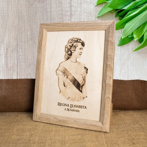 Tablou suvenir din lemn, gravat, Regina Elisabeta a Romaniei, dimensiune 15/20 cm, rama inclusa - casă & stil de viață - decorațiuni de casă - picturi murale - artă de perete din lemn - Artynos.ro