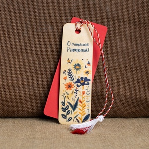 Martisor din lemn, semn de carte, Bine ai venit primavara - bijuterii - mărțișor - Artynos.ro