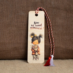 Martisor din lemn, semn de carte, Primavara in dar - bijuterii - mărțișor - Artynos.ro