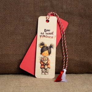 Martisor din lemn, semn de carte, Primavara in dar - bijuterii - mărțișor - Artynos.ro