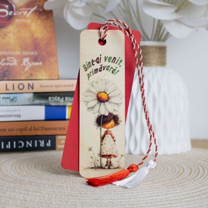 Martisor din lemn, semn de carte, Zambet de primavara - Artynos.ro