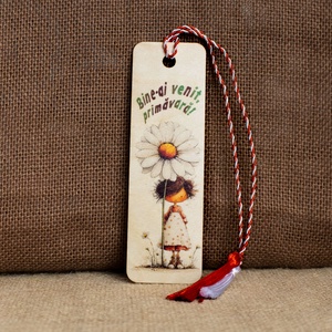 Martisor din lemn, semn de carte, Zâmbet de primăvară - bijuterii - mărțișor - Artynos.ro