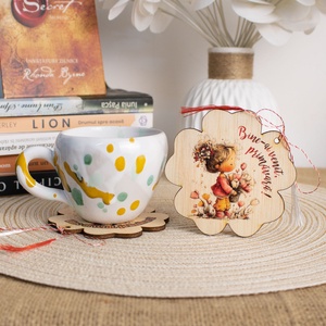 Suport de pahare din lemn, martisor � Fetita cu flori in par, Bijuterii, Martisor, Fotografie, grafica, desen, ilustratie, Obiecte pictate, ARTYNOS