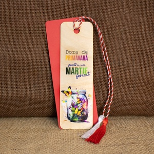 Martisor din lemn, semn de carte, personalizat Doza de PRIMAVARA - bijuterii - mărțișor - Artynos.ro
