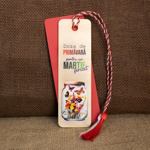 Martisor din lemn, semn de carte, personalizat Doza de PRIMAVARA - bijuterii - mărțișor - Artynos.ro