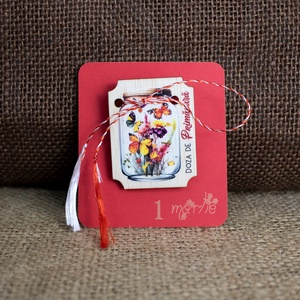 Martisor din lemn, Doza de primavara, Bijuterii, Martisor, Fotografie, grafica, desen, ilustratie, Obiecte pictate, ARTYNOS