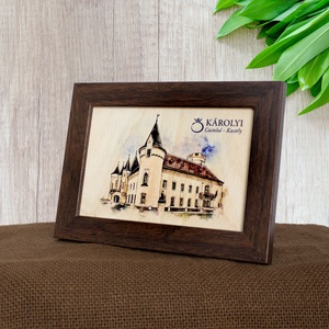 Tablou suvenir din lemn, Acuarela, Castelul Karolyi Carei, dimensiune 10/15, rama inclusa - casă & stil de viață - decorațiuni de casă - picturi murale - artă de perete din lemn - Artynos.ro