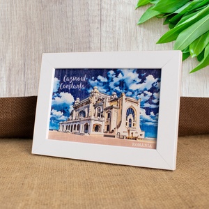 Tablou suvenir din lemn, acuarela, Cazinoul Constanta, dimensiune 10/15, rama inclusa - casă & stil de viață - decorațiuni de casă - picturi murale - artă de perete din lemn - Artynos.ro