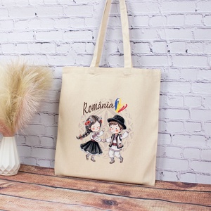 Sacosa din bumbac, suvenir, Românași, așa cum suntem - genți și portofele - geantă pentru cumpărături - totebaguri - Artynos.ro