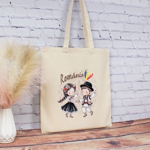 Sacosa din bumbac, suvenir, Românași, așa cum suntem - genți și portofele - geantă pentru cumpărături - totebaguri - Artynos.ro