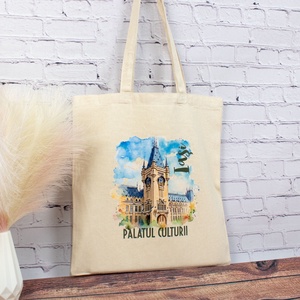 Sacosa din bumbac, suvenir, Palatul Culturii, Iasi - genți și portofele - geantă pentru cumpărături - totebaguri - Artynos.ro