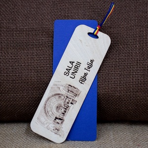 Semn de carte suvenir din lemn, gravat, Sala Unirii, Alba Iulia, Carti si creatii cu tematica muzicala, cadouri, Semn de carte, Fotografie, grafica, desen, ilustratie, Gravare, pirogravura, ARTYNOS