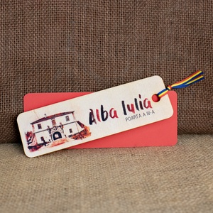 Semn de carte suvenir, din lemn, acuarela vintage, Poarta a IV-a, Cetatea Alba Carolina, Alba Iulia, Carti si creatii cu tematica muzicala, cadouri, Semn de carte, Fotografie, grafica, desen, ilustratie, Obiecte pictate, ARTYNOS