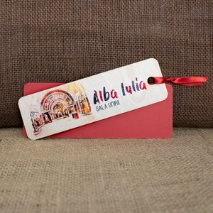 Semn de carte suvenir din lemn, color vintage, Sala Unirii, Alba Iulia, Carti si creatii cu tematica muzicala, cadouri, Semn de carte, Fotografie, grafica, desen, ilustratie, Obiecte pictate, ARTYNOS