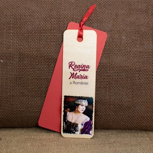 Semn de carte suvenir din lemn, acuarela, Regina Maria a Romaniei - cărți și creații cu tematică muzicală, cadouri - semn de carte - Artynos.ro