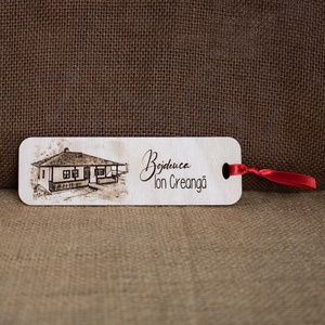 Semn de carte suvenir, din lemn, gravat, Bojdeuca lui Ion Creanga Iasi, Carti si creatii cu tematica muzicala, cadouri, Semn de carte, Fotografie, grafica, desen, ilustratie, Gravare, pirogravura, ARTYNOS