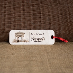 Semn De Carte suvenir, Din Lemn, Gravat, Arcul de Triumf Bucuresti - cărți și creații cu tematică muzicală, cadouri - semn de carte - Artynos.ro