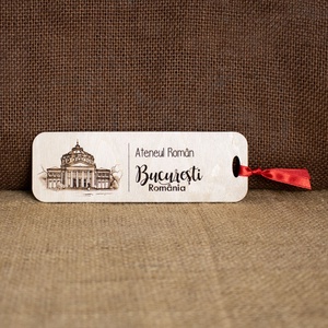 Semn de carte suvenir, Din Lemn, Gravat �Ateneul Roman Bucuresti - cărți și creații cu tematică muzicală, cadouri - semn de carte - Artynos.ro