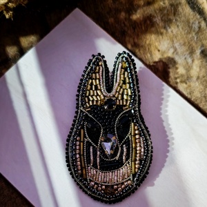 Broșă Anubis, Bijuterii, Broșă, insigne, Agrafe haine și pantofi, Broderie, Cusătură, ARTYNOS