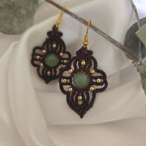 Cercei macrame cu Aventurin - bijuterii - cercei - cercei din pietre semiprețioase - Artynos.ro