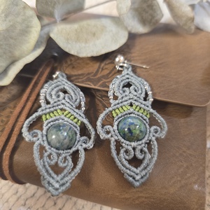 Cercei Boho Micro-Macrame cu  - bijuterii - cercei - cercei din pietre semiprețioase - Artynos.ro